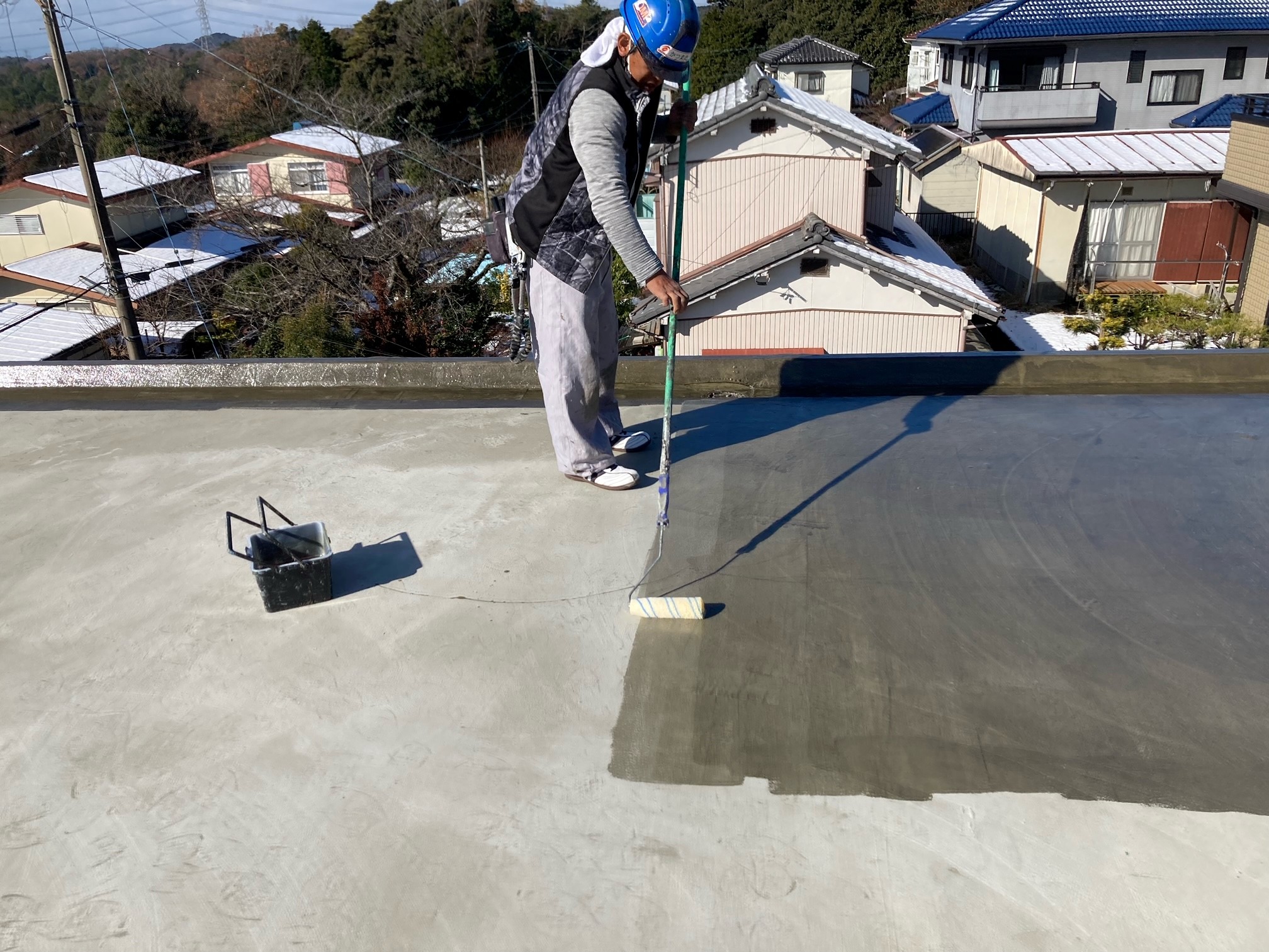 愛知県瀬戸市上品野　住宅改修工事　屋上　ウレタン塗膜防水